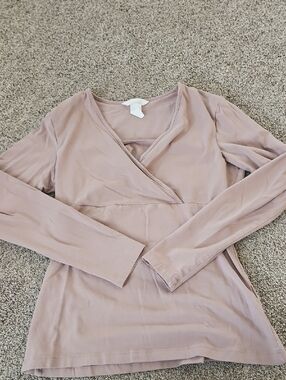 Women's Long Sleeve Wrap-Front Top in Blush Pink